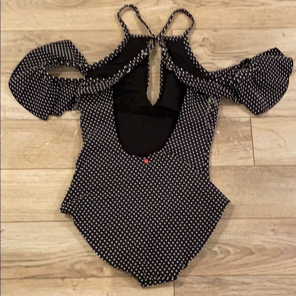 Red Carter Polka Dot Ruffle One-Piece - Picture 5 of 8